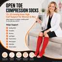 Doc Miller Open Toe Compression Socks for Women & Men 1520 mmHg, Knee High Calf Support Sleeves, Graduated Stockings for Swelling Recovery, Circulation, 1 Pair, Small Regular 