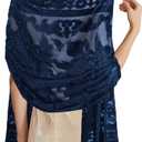 E-Clover Lace Shawl Velvet Scarfs Shawls and Wraps for Evening Dresses Wedding Shawl Wraps for Dress Accessories Winter (Blue)