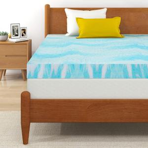 IULULU Mattress Topper, 4 Inch Gel Memory Foam Mattress Topper, King, CertiPUR-US Certified, Blue