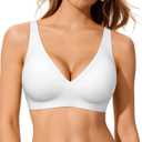 As Fairy 2026 Deep V Wireless Push Up Bras for Women Soft Support Bra with Lift Comfortable T-Shirt Bra for Daily Wear (White) US40 A