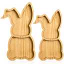 Maxcheck 2 Pcs Easter Farmhouse Bunny Wooden Serving Platter Large Rustic Spring Snack Fruit Meat Cheese Board Charcuterie Platters for Easter Spring (Bunny)