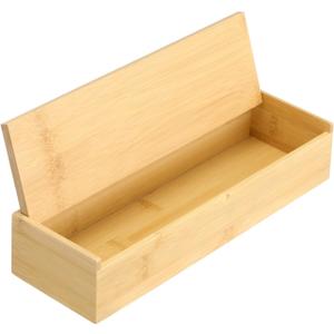 Cabilock Wooden Cutlery Box with Lid, Kitchen Chopsticks Box Utensils Drawer Organizer Bamboo Storage Case Countertop Silverware Container for Tableware