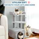 Made4Pets Cat Tree, Carpet Cat Tower Grey for Indoors Cats, Cute Wood Kitty Condo with Scratching Post and Pad, 29" Multi-Level Modern Activity Climbing Furniture for Small and Medium Cats