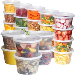 Food Storage Containers [30 Set] 16 oz Plastic Deli Containers with Lids Slime Soup Meal Prep Reusable | BPA Free | Stackable | Leakproof | Microwave/Dishwasher/Freezer Safe (30 Set, 16 oz)