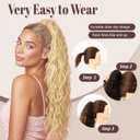 Ponytail Extension, 26 Inch Claw Clip in Hair Extensions, Hold Securely Tangle-Free,Long Wavy Natural Looking Synthetic Pony Tails for Daily Use (Light Blonde Highlight, 26 Inch)