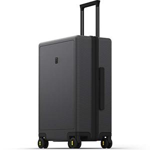 LEVEL8 Checked Luggage 24 inch, Large Suitcase with Wheels, Lightweight Luminous Textured Tsa Approved Medium Hardside Luggage with 8 Spinner Wheels, 24-Inch Checked-In,Dark Grey