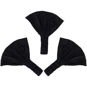 Set of 4 Wide Cotton Head Band Solid Boho Yoga Style Soft Hairbands - Black