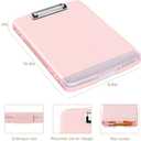 Piasoenc Clipboard with Storage, 8.5 x 11 Organization Box with Pen Holder and A4 Legal Paper Folder, Folio & Side-Opening, Low Profile Clip,for Nurses,Teachers, Size 14 x 9.6 x 1.2 in, Pink