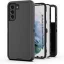 for Galaxy S21 5G Case, Heavy Duty Protective Case with [3 Layers] Rugged Rubber Shockproof Protection Cover for Samsung Galaxy S21(Black)