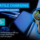 3 x 66W Fast Car Charger 4-Port USB C  PD 20W + QC 3.0 + 2 USB 2.4A, Cigarette Lighter Adapter with LED Voltage Meter, Compatible with iPhone 15/14/13, Samsung Galaxy, iPad & Android Devices RDRKR
