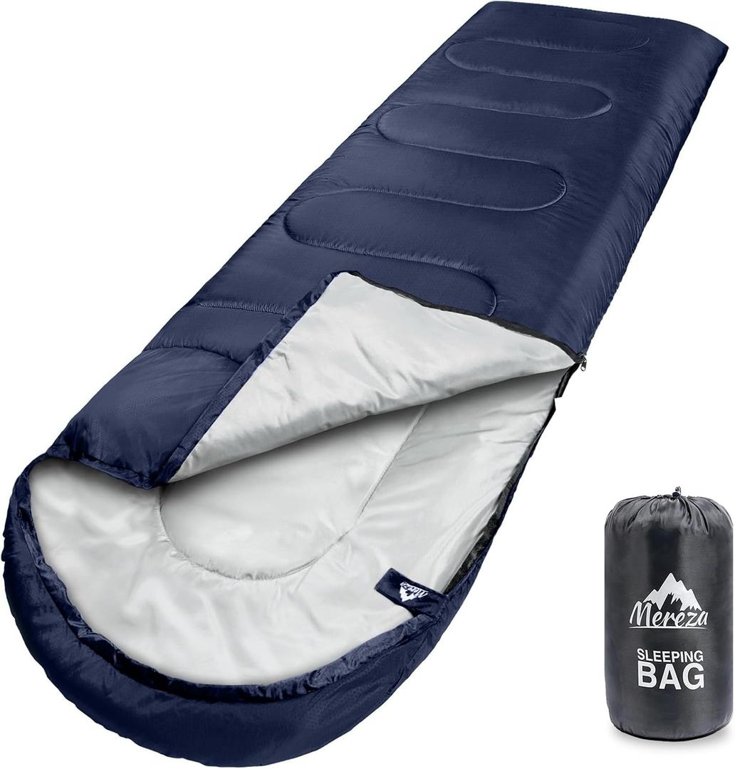 MEREZA Sleeping Bags for Adults Cold Weather Mens Warm Sleeping Bag for Big and Tall Girls Boys with Compression Sack for 3-4 Season Camping Backpacking Hiking