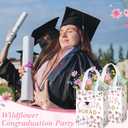 Supervitae 24 Pack Pink Graduation Floral Gift Bags Medium Congrats Grad Wildflower Party Favor Bags Reusable Totes Non Woven Goodie Totes for High Graduation Grad Family Travel(9.8" x 7.9" x 3.9")