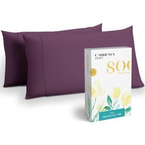 Carressa Linen 100% Egyptian Cotton Standard/Queen Size Pillow Cases Set of 2-800 Thread Count Pillow Cover - Soft, Breathable, Cooling Pillowcases Set of 2 for Standard/Queen Pillows - Plum