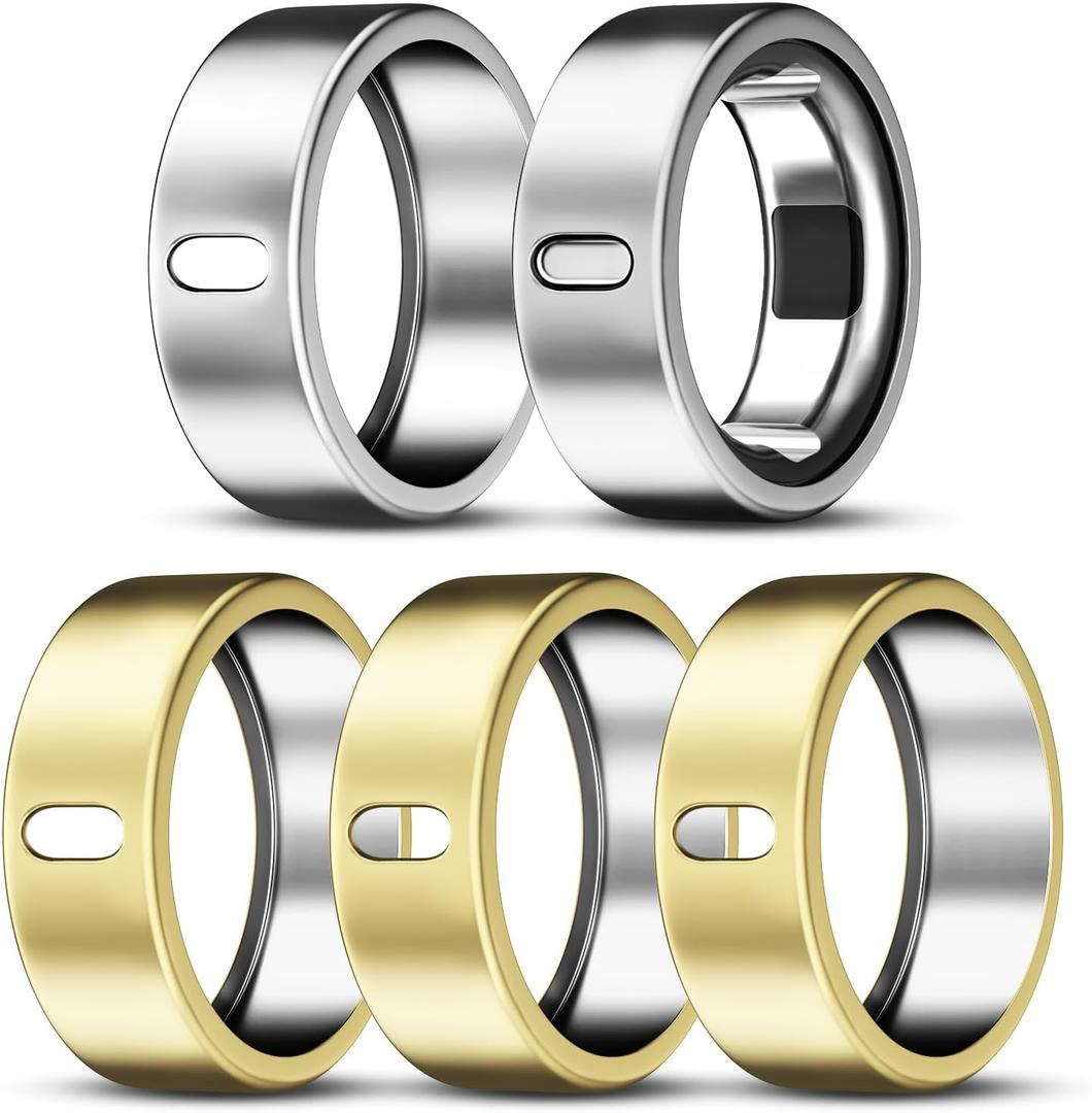 ZOOROO 5 Pack Cover Compatible with Oura Ring Gen 4/Oura Ring Gen 3/3 Horizon, Support Charging with Cover on, Anti-Scratch TPU Protector for Women Men (Gold*3+Silver*2, Size 11)
