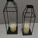 Lanterns Decorative Outdoor 2PCS Living Room Decor Lantern Black Metal Lantern Front Porch Decor Lanterns Decor Indoor with LED Candle Lanterns Decor No Glass for Indoor Outdoor (Small&Large, 2Pcs)