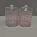 Gredecor 2 Pack Qtip Holder Clear Aesthetic Pink Ribbon Bow Doodle Apothecary Jars with Lids Acrylic Bathroom Jars Vanity Countertop Canister Storage Organizer for Cotton Ball,Swabs,Pads,Floss