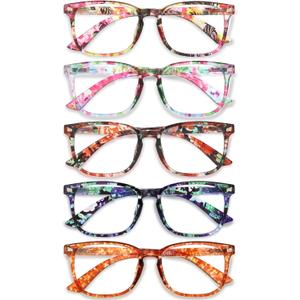 CCVOO Reading Glasses for Women/Men, Eyeglasses, Blue Light Readers for Women/Men, Computer Eye Glasses, Cheaters (Marble Floral, 5 Pack)