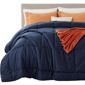 Bedsure Comforter Duvet Insert - Quilted Comforters Cal King Size, All Season Duvet, GentleSoft Down Alternative Bedding, with 8 Tabs, Gifts for Women/Men, Navy Blue, California King 96 X 102 Inches