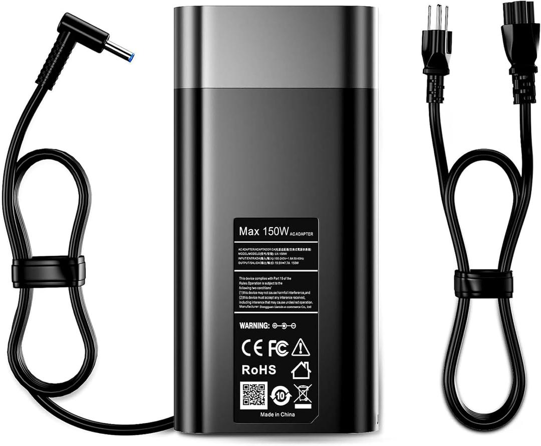 150W AC Laptop Charger Compatible with HP ZBook Studio 15 16 17 G5-G8, ZBook 15 16 17 G5-G9, OMEN 15 17 Fury 15 17 Pavilion Gaming 15 17, 15u G3, 15v x360 G5 Power Cord