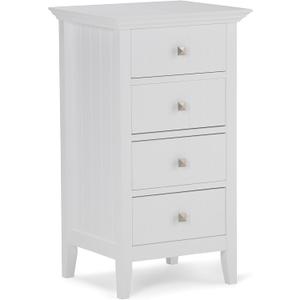 SIMPLIHOME Acadian Bath Cabinet - 18 inch Wide Four Drawer Floor Bathroom Storage Cabinet in Pure White, Contemporary Bathroom Storage for Bath or Powder Room with Metal Drawer Glides and Sleek Design