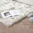 ORINOVA White and Grey Area Rugs 9x12 Living Room Large Washable Faux Fur Rugs for Bedroom Nursery Shaggy Sheepskin Fur Rectangle Rug