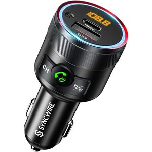 Syncwire Bluetooth 5.4 FM Transmitter for Car, 38W PD&QC3.0 Dual USB Charging Bluetooth Car Adapter Microphone & Bass Sound MP3 Music Player FM Kit with Hands-Free Calling (Black) Syncwire Bluetooth 5.4 FM Transmitter for Car, 38W PD&QC3.0 Dual USB Charging Bluetooth Car Adapter Microphone & Bass Sound MP3 Music Player FM Kit with Hands-Free Calling (Black)