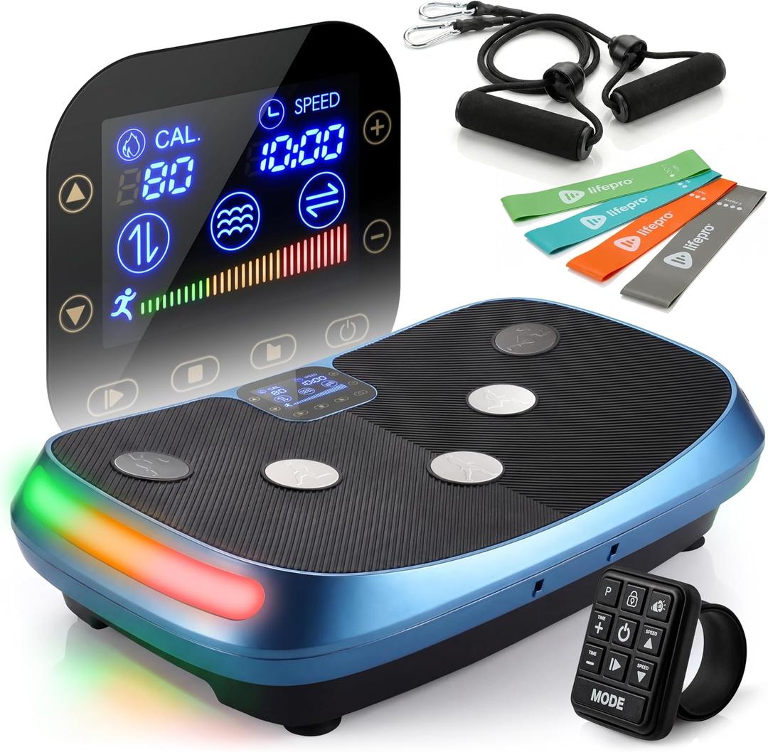 Lifepro Rumblex 4D Curved Vibration Plate Exercise Machine Triple Motor Vibrating Platform Machine with 7 Modes & 60 Speeds Full Body Vibration Plate for Lymphatic Drainage & at Home Workout