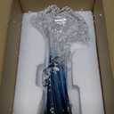 12" H Blue Blown Glass Vase, Modern Art Hand Blown Coastal Vase,Beautiful Unique Ocean Wave Centerpieces for Living Room, Bedroom, Office Desktop,Coffee Table and Wedding Decorative (L)