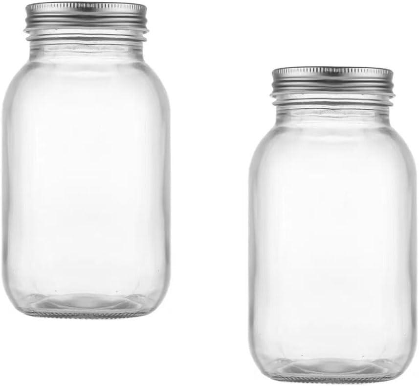 Storage Jars for Kitchen,Storage Jars,Coffee Bean Jars,2pcs Honey Container Glass Canister with Lid Clear Container Glass Transparent Jam Storage Bottles Tiny Jars(1000ML)