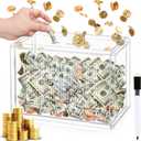 Cash Vault Wooden Savings Box, 100 Days Savings Challenge Box Wood Cash Box Kakeibo Money Saving Box, Clear Piggy Bank Coin Bank with Numbers to Check for Adults