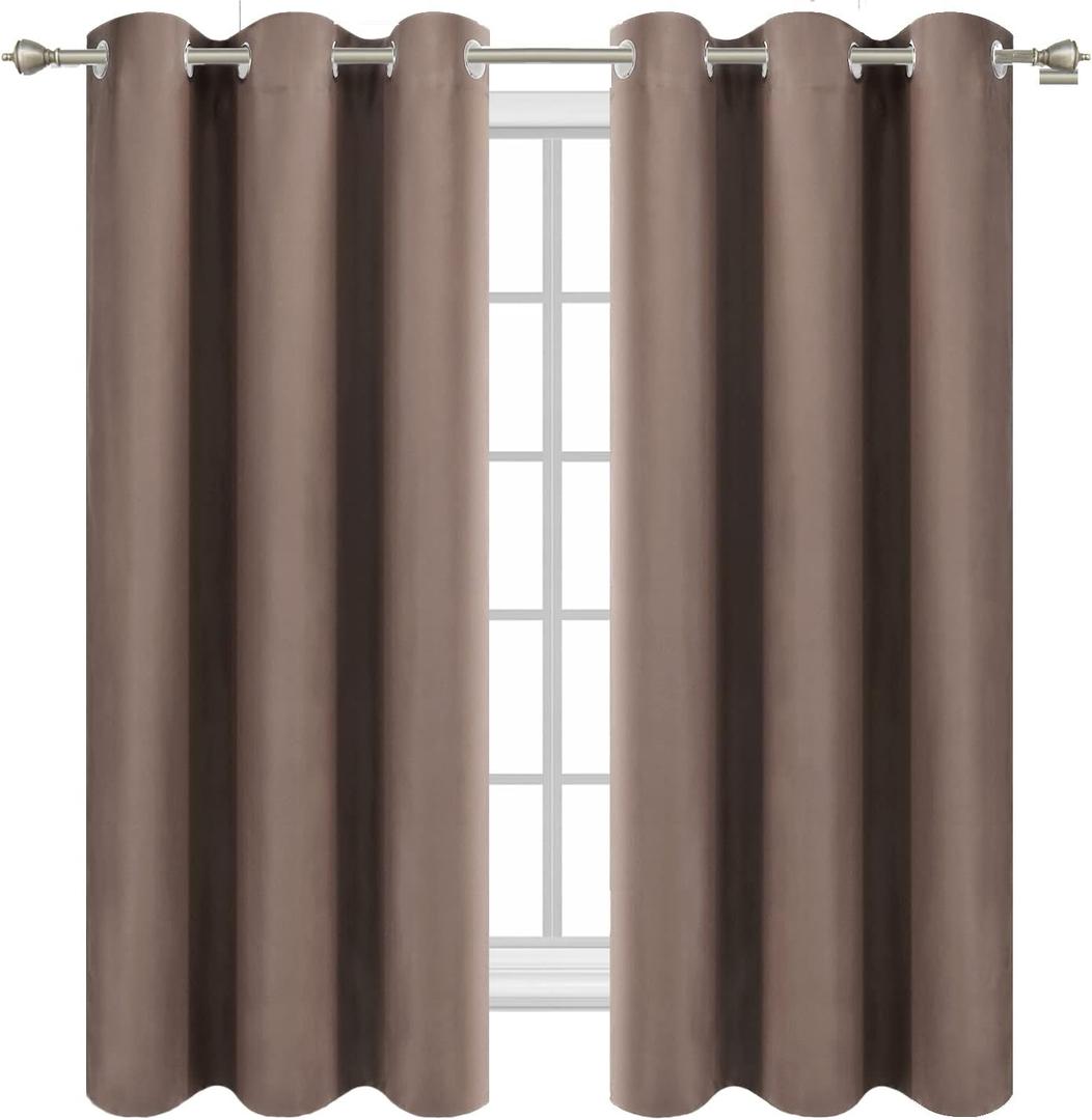 Diraysid Cappuccino Grommet Blackout Curtains for Bedroom Thermal Insulated Room Darkening Curtains Drapes, 38 x 63, 2 Panels
