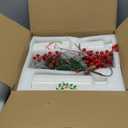 Eaasty Christmas Ceramic Vase Xmas Flower Vase Ornament for Table Centerpieces 3 Piece Flocked with Mixed and 12 Pcs Artificial Red Berry Stems Farmhouse Indoor Decoration for Holiday Dining Tabletop