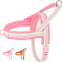 Beirui No Pull Dog Harness for Small Medium Dogs Puppies, Soft Neoprene Quick Fit Harness with Durable Front Clip & Back Clip, Lightweight Easy for Daily Walking (Striped Pink,XS)