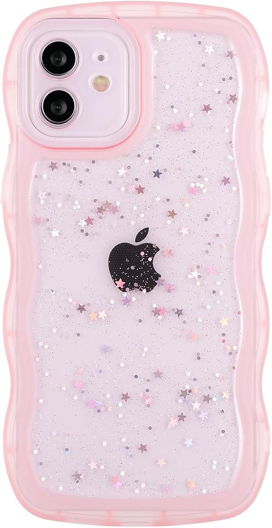Compatible with iPhone 11,Cute Kawaii Bling Sparkle Glitter Frame Shape Soft Silicone Shockproof Protective Phone Case Cover for Women Girls Pink