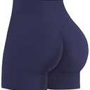 Sunzel Women's Invisible Butt Scrunch Shorts, High Waisted Biker Shorts, Gym Workout Yoga Running Shorts with Tummy Control 4" Inseam Ash Blue Medium
