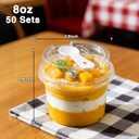 50 Pack 8 oz Plastic Dessert Cups with Lids and Spoons, Banana Pudding Cups with Lids Mini Dessert Shooters for Party Individual Yogurt Parfait Jello Fruit Trifle