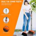 2-Pack is More economical,Upgraded Broom and Dustpan,with 52" Long Handle, Dustpan Teeth with self-Cleaning Function, Indoor and Outdoor Sweeping, Perfect for Home Office (Large Size/Orange /2-Pack)
