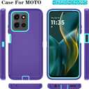 Qinmay Phone Case for Motorola Moto G 2025/Moto G Play 5G 2025 Case with HD Screen Protector, Heavy Duty Shockproof & Dropproof 3-Layer Cover Phone Case,PurpleSkyBlue