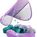 Mambobaby Float Upgrade Add Tail Baby Float with Canopy for Infant Waist Swimming Ring Swim Trainer Non-Inflatable Floats Toys with Adjustable Safety Strap (Purple Mermaid), Medium