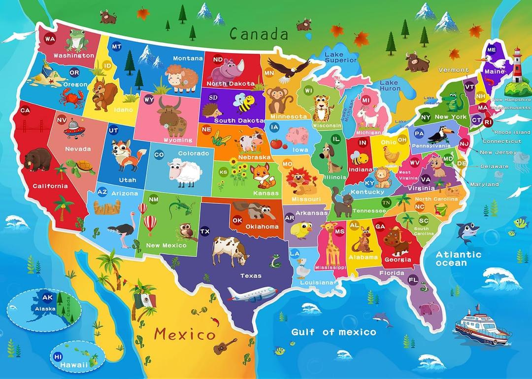Puzzles for Kids Ages 6-8 and 8-10  200 Piece USA Map Jigsaw Puzzle  Educational Learning Toy for Boys and Girls