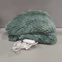 Electric Blanket Twin Heated Blanket 62"x84" Striped Flannel & Thick Sherpa, 5 Heat Settings & 10 Hour Auto Off with FCC/ETL Certified, Overheat Protection & Machine Washable, Teal