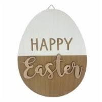 Holiday Home Easter Egg-Shaped Happy Easter Wall Decor, 14 in