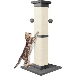 Cat Scratching Post 33 Inch Nature Sisal Scratch Post for Indoor Cats, Large Cat Scratcher Protect Your Furniture, for All Breeds Grey