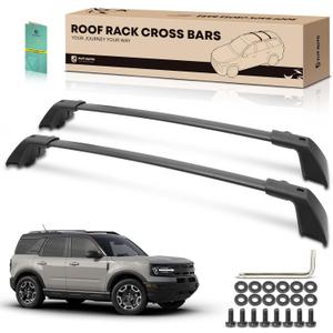 YHTAUTO Car Roof Rack Cross Bar Compatible with Ford Bronco Sport 2021 2022 2023 w/Raised Rails, 165 Lbs Aluminum Alloy Cargo Bar for Rooftop Tent Kayak Bike Luggage Snowboard Ski Board Canoe