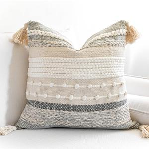 Gray Boho Throw Pillow Cover 20x20 Grey Decorative Accent Pillow for Couch Square Woven Textured Pillowcase Modern Farmhouse Pillow for Bed Bohemian Pillow Cover (Pack of 1) (20" x 20" (Pack of 1))
