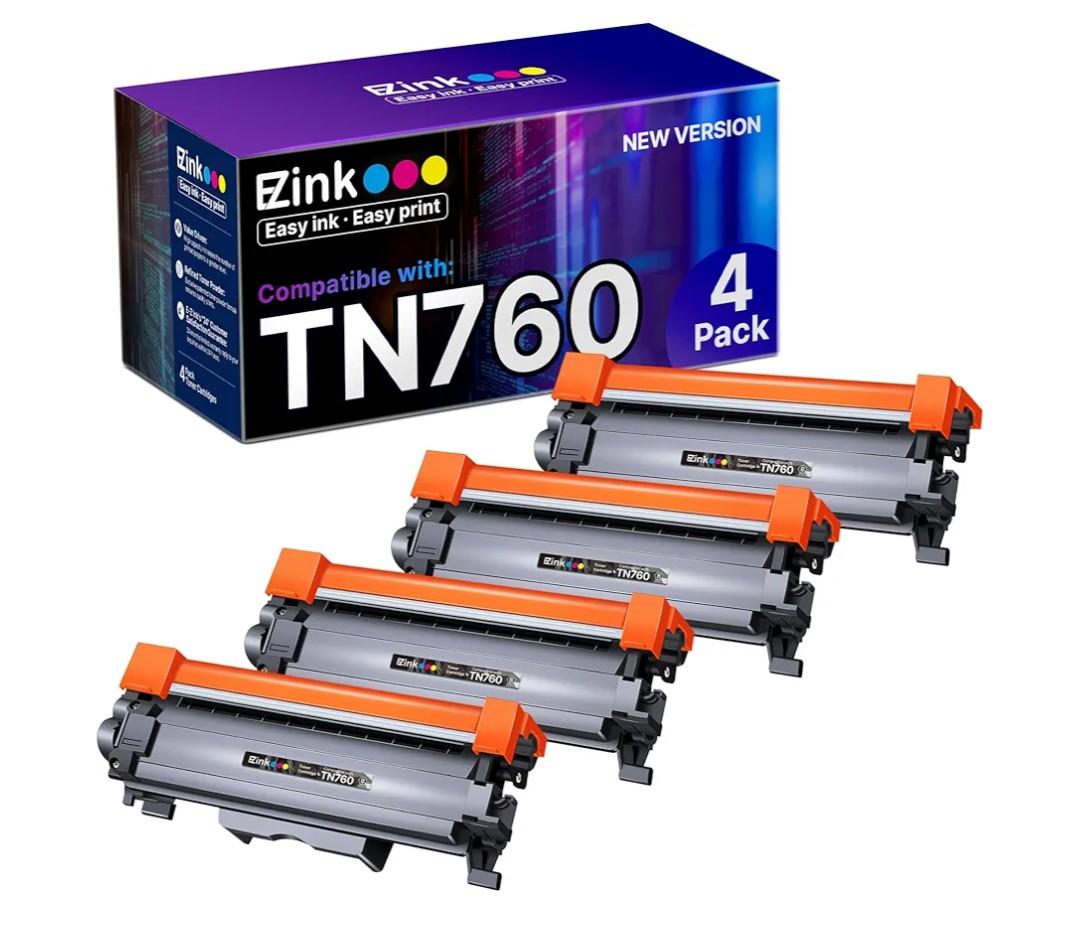 E-Z Ink TN760 Toner for Brother Printer Compatible for Brother TN-760 TN730 TN-730 Toner Cartridges to Use with MFC-L2710DW MFC-L2750DW HL-L2350DW HL-L2370DW HL-L2395DW L2390DW DCP-L2550DW (4 Black)