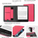 CoBak Stand Case for 7" Kindle Paperwhite 12th Gen 2024 and Kindle Colorsoft with Hand Strap - Compatible with iPhone MagSafe, for Samsung/Belkin/Anker Wireless Charging Pads, Durable, Auto Sleep Wake (*Raspberry)