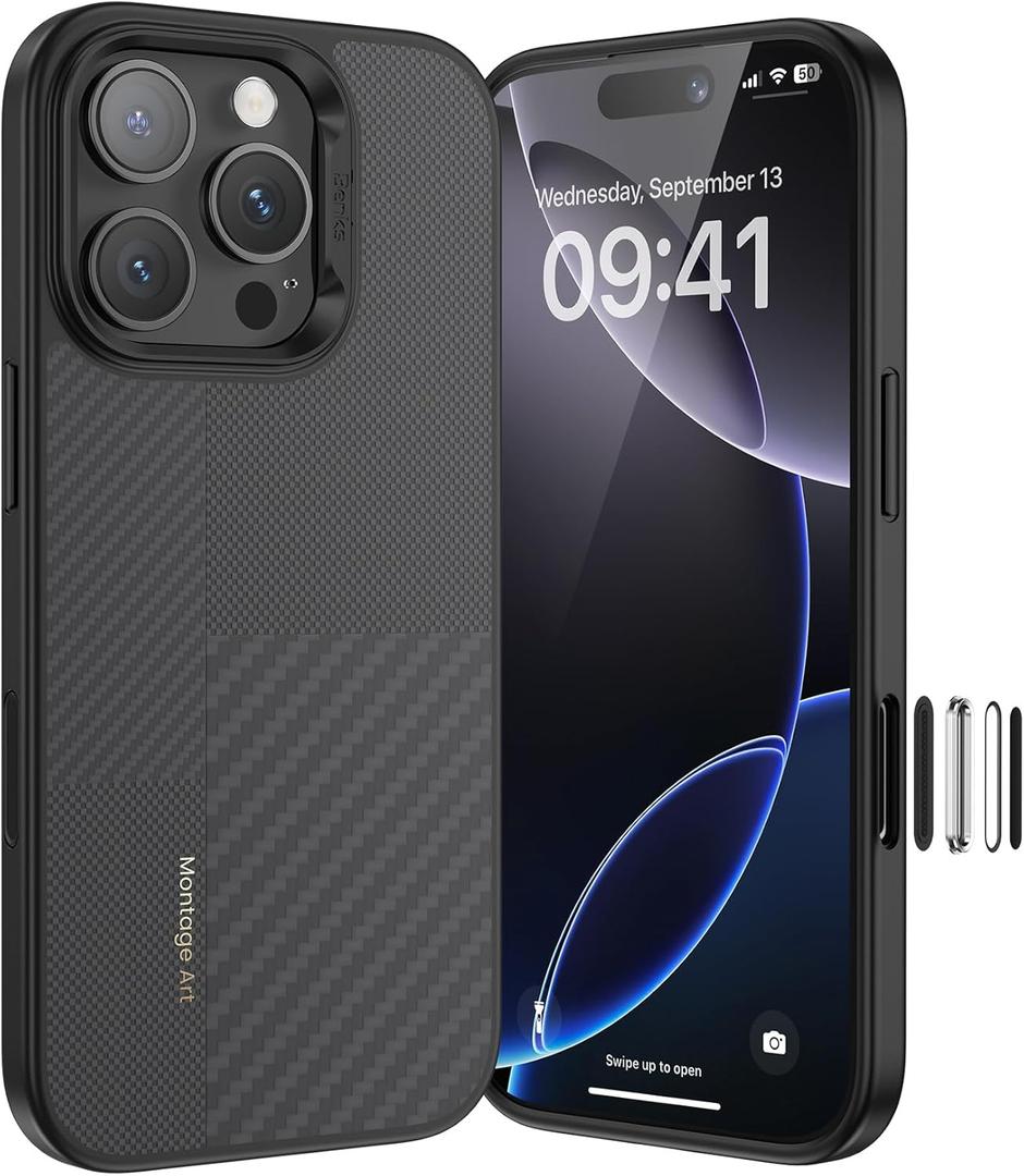 BENKS Montage ArmorPro Case for iPhone 16 Pro with Camera Control Button, [Compatible with Magsafe] Military Grade Protective Case Built with Dupont Kevlar 600D & 1500D Aramid Fiber