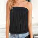 CHICGAL Women's Tube Tops Summer Casual Bandeau Tank Casual Strapless Blouse Off The Shoulder Tunic Shirts 2026 (Black, M)