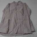 DELCARINO Mens Linen Band Collar Beach Shirts Casual Button Down Solid Plain Long Sleeve Hawaiian Shirts M